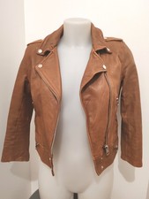 ? Veste en cuir véritable mouton Bershka - style perfecto camel Taille S