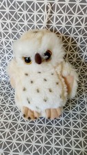 Peluche doudou hibou chouette beige blanc taches noires 17 cm Gipsy