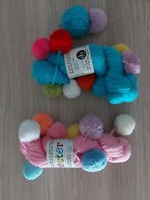 2 pelotes laine avec pompons JESTER DY CHOICE Designer Fil - idéal pour écharpes
