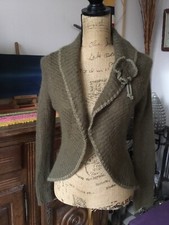 Gilet Naf Naf En Angora Taille 38 Kaki Neuf