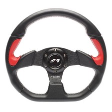 Volant sport Simoni Racing X2 éco-cuir noir et rouge 330mm