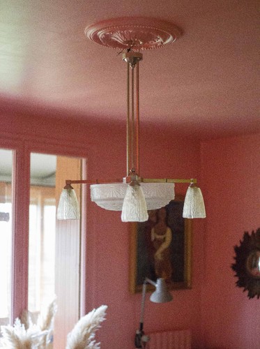 Lustre art déco - , bronze