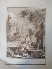 ANCIENNE BELLE GRAVURE de J M FEMME A LA FONTAINE 18 siècles UNE ONDE PURE