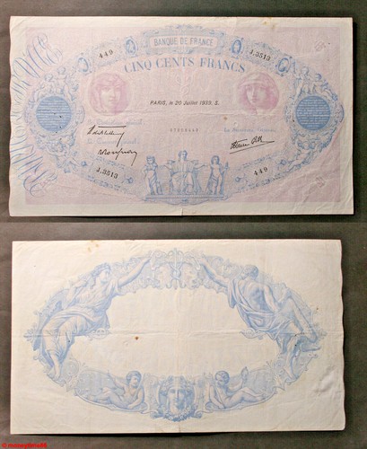 Billet 500 francs - , et