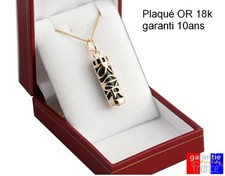 Pendentif amulette porte bonheur Tiki en plaqué Or option chaine 45 50 et boite