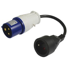 Adaptateur pour caravane 2 phases et terre avec cable 0,3x1.5 mm