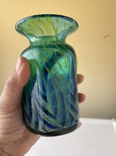vase verre soufflé Mdina Malte  bleu Vert  glass Malta Art Glass