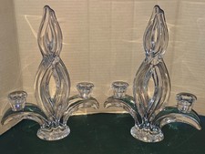 2 BOUGEOIRS CHANDELIER CANDELABRE CRISTAL ART VANNES ART DÉCO