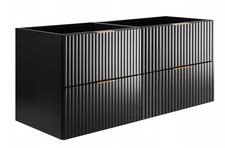 Meuble sous-lavabo suspendu FLOW 120 cm façade rainurée noir