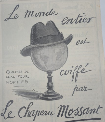 Publicité ancienne chapeau - ancienne,