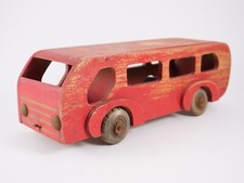 jouet ancien autobus en bois avec toit amovible longueur 36,5 cm