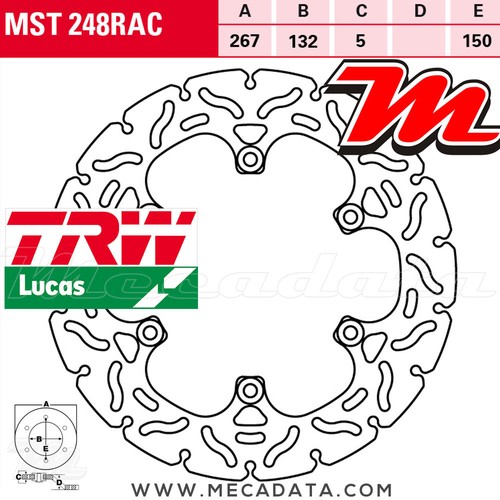 Disque frein arrière trw - disque,