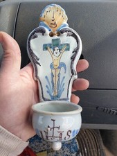 BENITIER ANCIEN EN FAIENCE DE