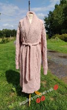 Gilet manteau laine femme tricot alpaga rose taille 42 knit coat handmade