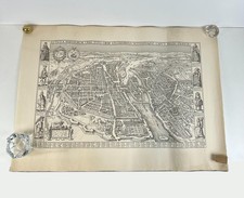 Gravure du XIXème Plan de Paris, Visscher 1618 Papier velin Ingres MBM d'Arches
