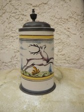 Chope à bière allemande XVIIIe faïence de Schrezheim