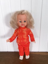 Ancien Vintage Années 70  Poupée Poupon  BELLA 40 cm cheveux blond habits orange