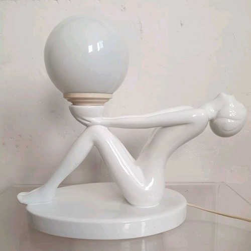 Lampe table faience sculpture - lampe,