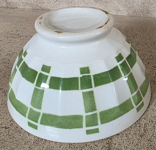 Ancien grand bol vert - et, blanc