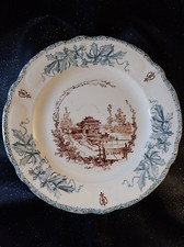 GRANDE ASSIETTE PLATE FAÏENCE  HB CHOISY LE ROI, LOUIS XIII, DÉCOR LE LAVOIR,TBE