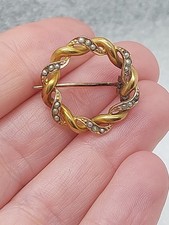 Ancienne Petite Broche En Plaqué Or Fix. Savard Et Fils. Perles Nacré 