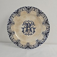 Assiette Élevée Décor Rouen Monogrammé De Jules Vieillard 19ème
