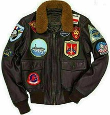 Veste En Cuir Bomber De Vol Tom Cruise Top Gun Pete Maverick Pour Hommes