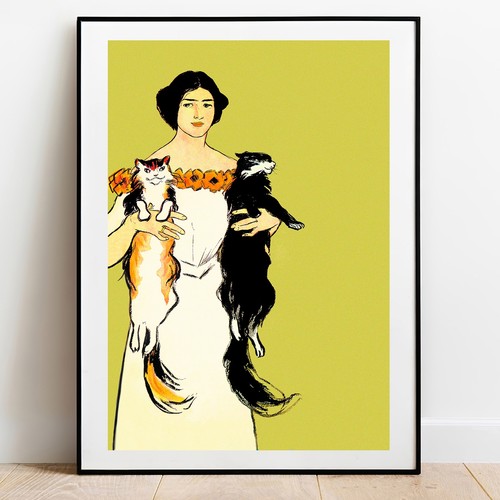 Affiche print chat vintage - affiche,