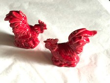 Salière, poivrière en forme de coq céramique rouge
