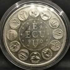 MEDAILLE 1 ECU EUROPA 1990 12 PAYS / 41mm cupronickel