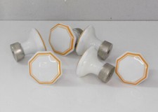 33MM,Lot de 6 Ancien Bouton de Meuble Octogonale,Porcelaine Laiton,Poignée,Porte