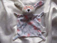 Doudou chien, lapin gris, rose (saumon)blanc, IKKS Berdoues