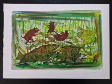 Pierre Cadiou Lithographie en couleurs illustrations Georges Brassens estampe