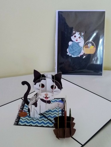 Carte voeux pop chaton - pop-up,