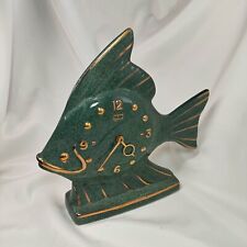 Horloge Japy 8 jours en céramique ancienne en forme de poisson, années 1970