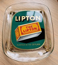 Ramasse-monnaie publicitaire vintage en verre – Thé Lipton – Planteur de Ceylan