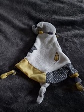 SAUTHON DOUDOU ELEPHANT PLAT BEIGE GRIS JAUNE FEUILLE POIS TBE