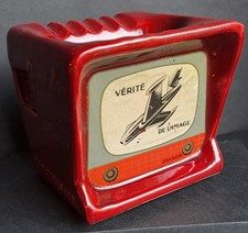 Rare modèle de CENDRIER publicitaire "Téléviseur" Marque GRANDIN