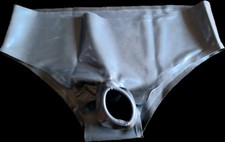 Slip en Latex noir, latex pants with stay up ring, Large