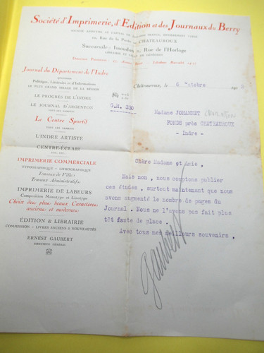 Ernest gaubert autographe - gaubert,