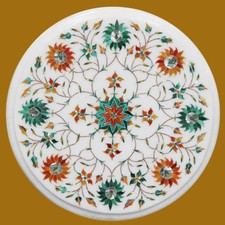 12 " Marbre Café Table Floral Art Demi Précieux Pierres Pietra Dura