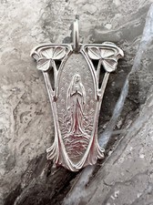RARE religious gift Large Art Nouveau Sterling Silver Mary Medal