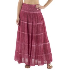 Jupe Longue Bohème en Tissu Tie-Dye, Taille Haute Smockée, Rose, Style Boho Maxi
