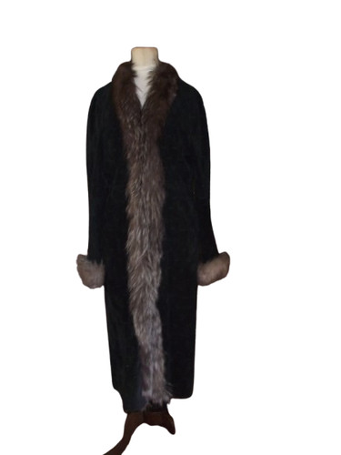 Manteau long daim bleu - en,
