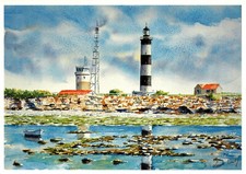 Aquarelle Coutin - Ile d'Oléron, phare de Chassiron