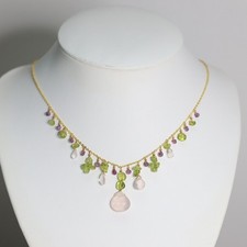 collier saphir rose quartz