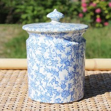Ancien petit pot à couvercle / Creil et Montereau B & Cie / Semis de fleurs