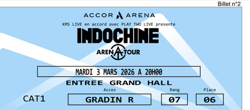 Billets indochine accor - billets,