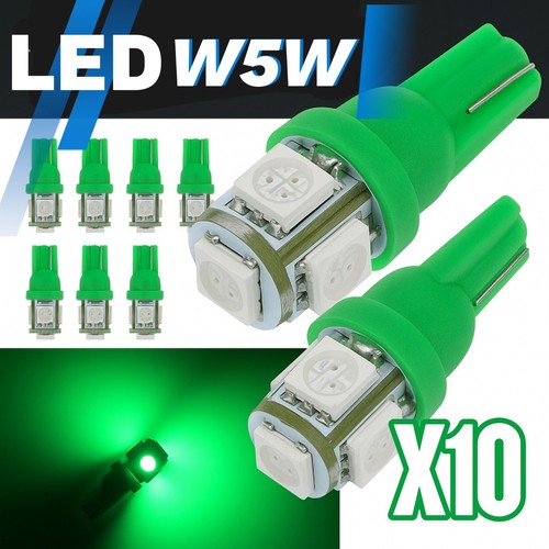 Ampoules w5w t10 led vert - 10,