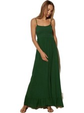 Robe Longue À Bretelles Fines 100% Viscose 85920 Ysabel Mora Verte SOLDES
